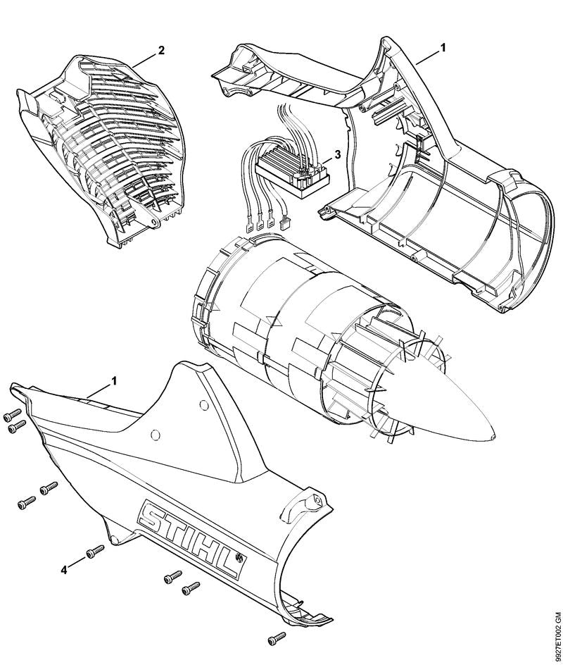 STIHL 4853-700-4102 Gebläsegehäuse positie 1 technische tekening