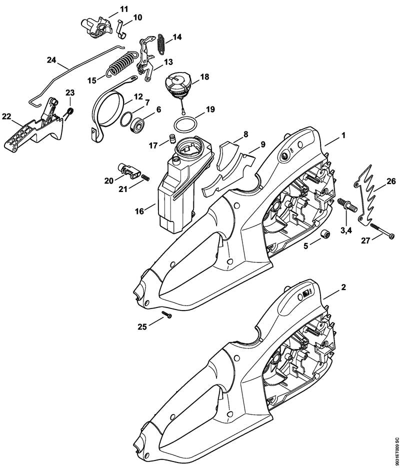 STIHL 0000-350-0534 Tankverschluss positie 18 technische tekening