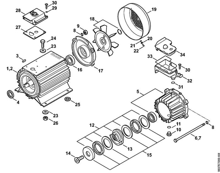 STIHL 9110-341-0960 Linsenschraube DIN7985-M5x12-8.8 positie 30 technische tekening