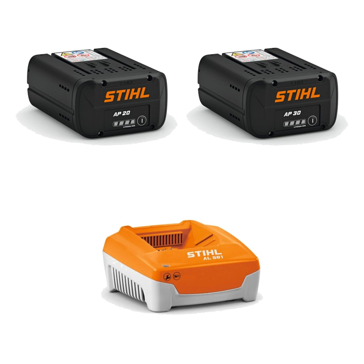 STIHL AP 20 Akku + AP 30 Akku + AL 501 Schnellladegerät | AP Power-Duo
