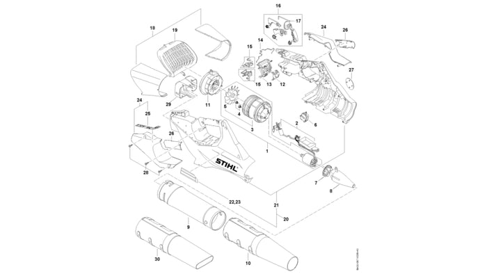 STIHL BA027900600 Griffschale positie 26 technische tekening