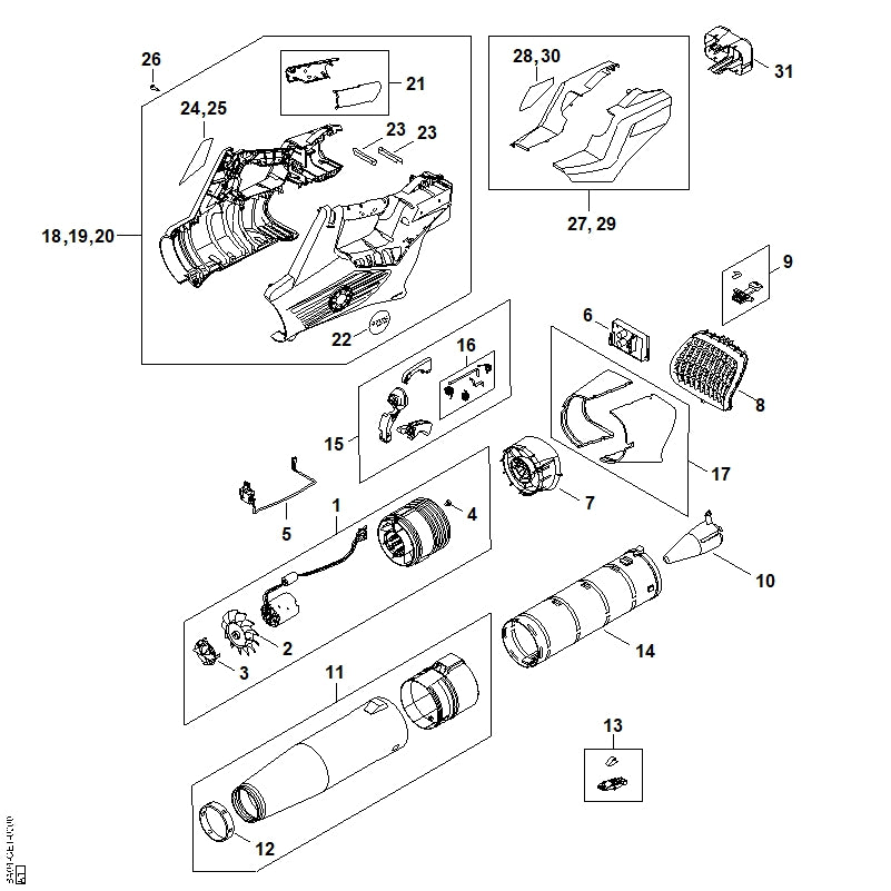 STIHL BA049677400 Warnhinweis Piktogramm positie 28 technische tekening