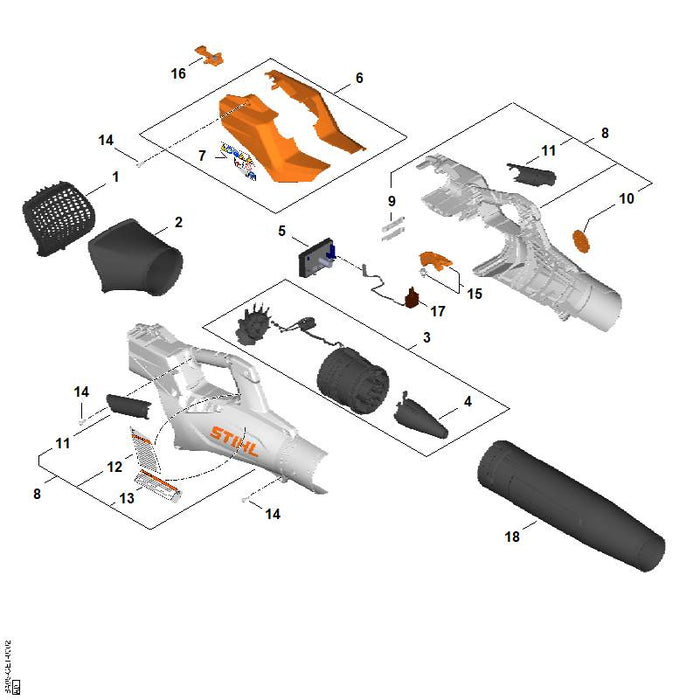 STIHL BA057905100 Abdeckung positie 6 technische tekening
