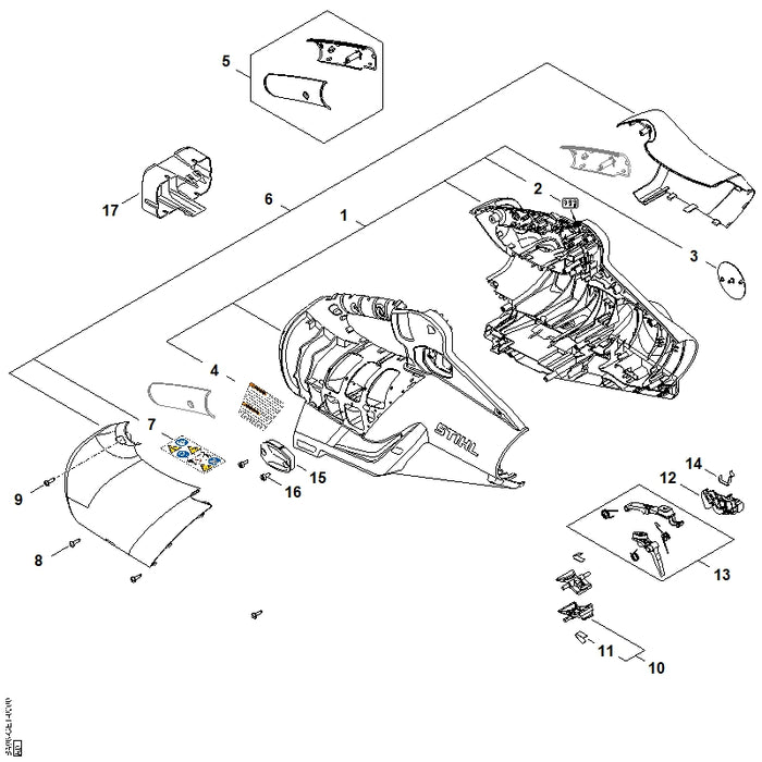 STIHL 0000-967-7418 Warnhinweis Piktogramm positie 7 technische tekening