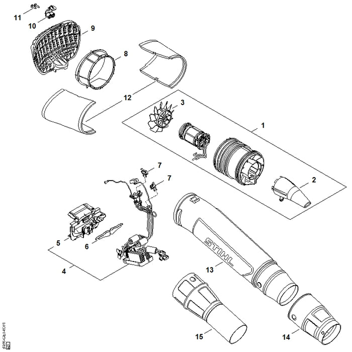 STIHL BA067600500 Gebläse positie 1 technische tekening