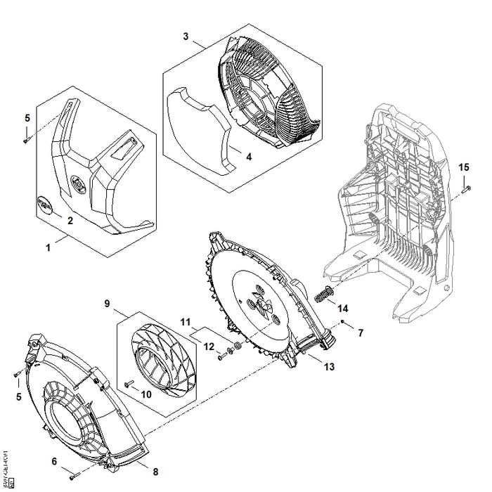 STIHL BA077207600 Schutzplatte positie 1 technische tekening