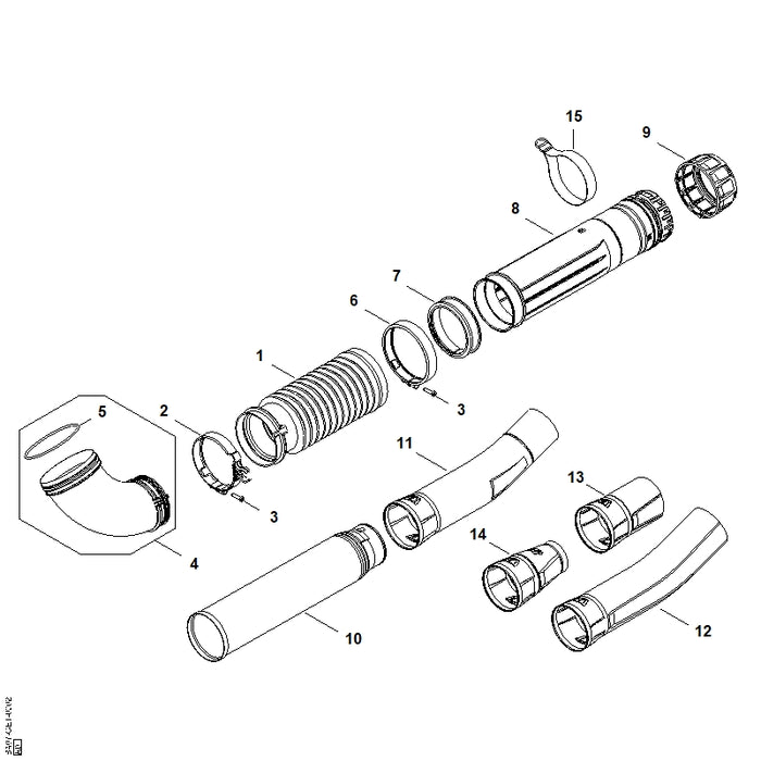 STIHL BA077006900 Krümmer positie 4 technische tekening
