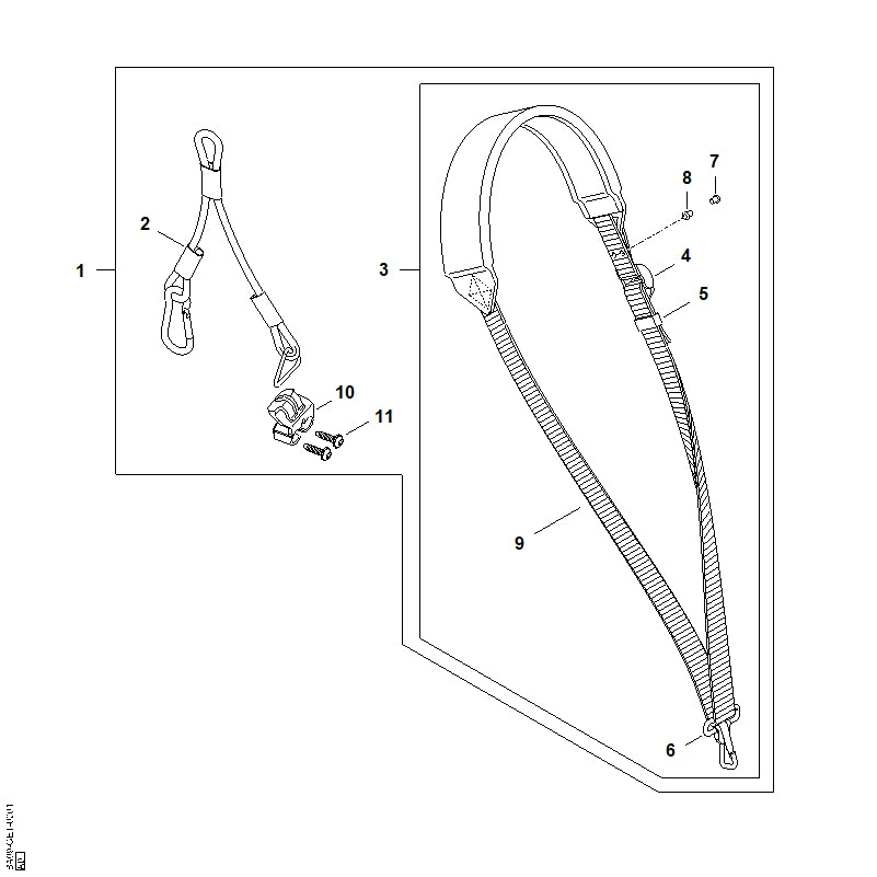 STIHL BA067109001 Traggurt positie 2 technische tekening