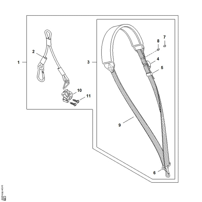 STIHL BA067109001 Traggurt positie 2 technische tekening
