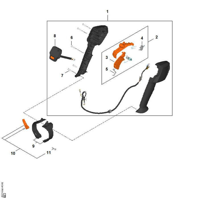 STIHL BA117901301 Bedienungsgriff without HMI positie 1 technische tekening