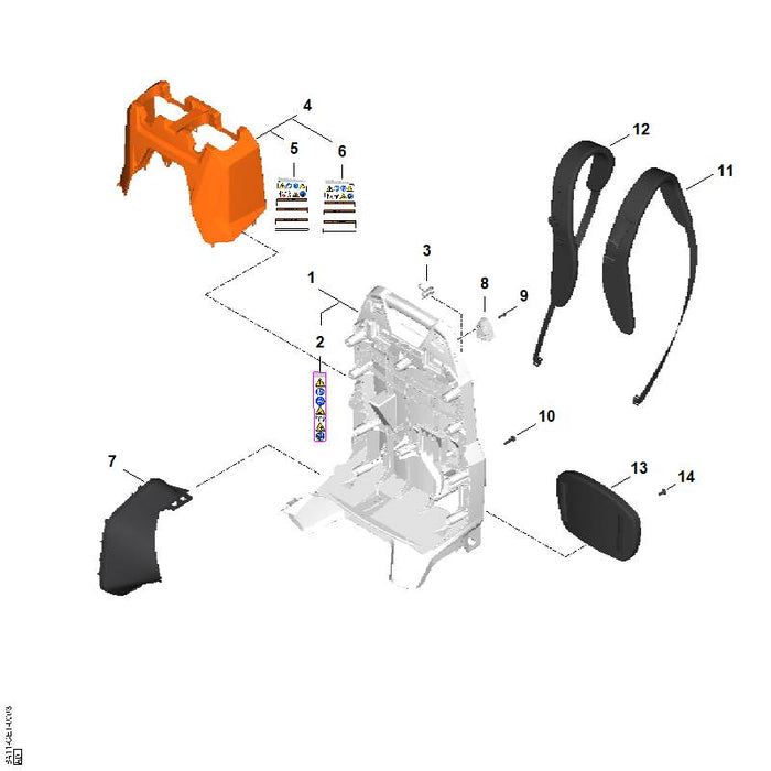 STIHL BA117207610 Schutzplatte positie 7 technische tekening