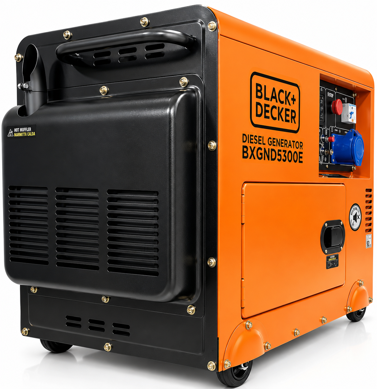 BLACK+DECKER BXGND5300E Dieselgenerator – 5,3 kW Front- und Seitnansicht