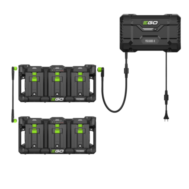 EGO Ladegeraet PGX1602E-H Kit mit (2x) 3-Port-Ladeverteiler