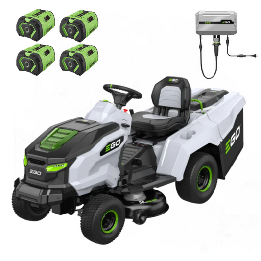 EGO Akku Rasentraktor TR3801E-B mit 4 Akkus und Ladegerät