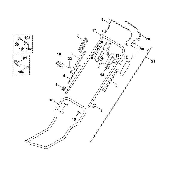 STIHL 6361-700-7500 Seilzug positie 21 technische tekening