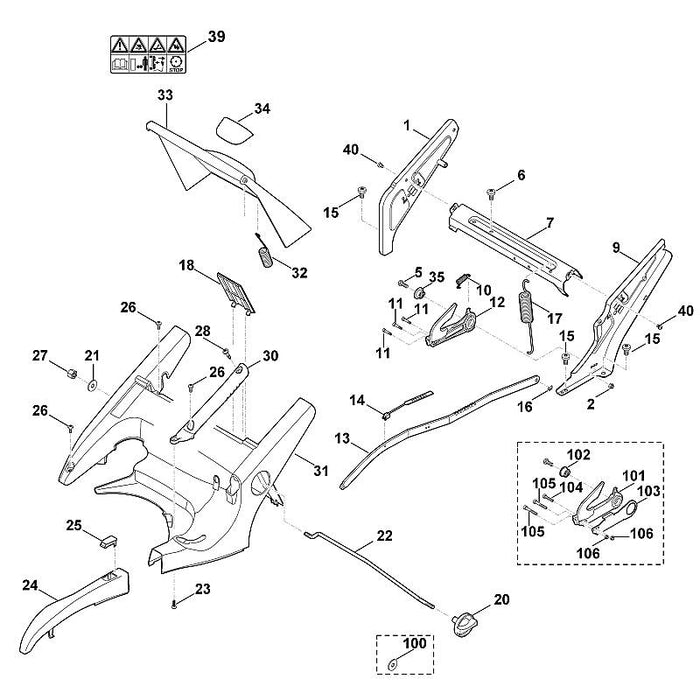 STIHL 6375-706-0701 Abdeckung positie 31 technische tekening