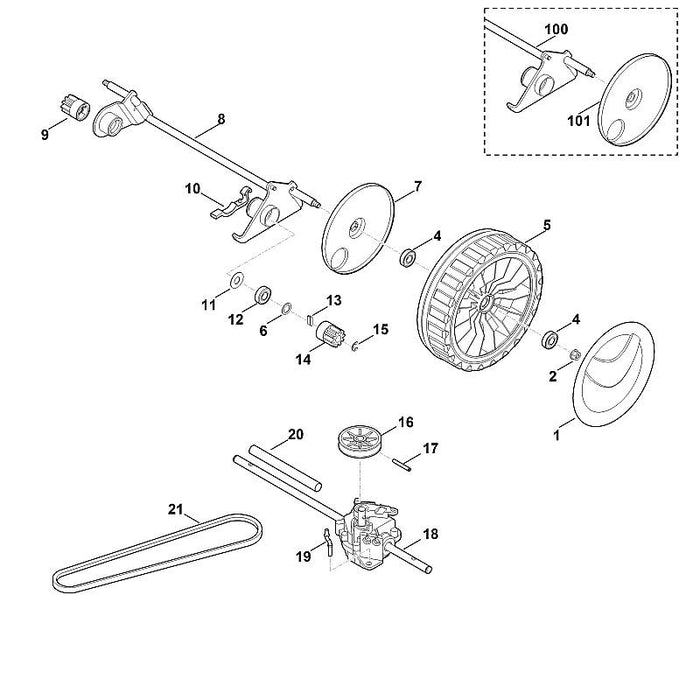 STIHL 6360-640-0101 Getriebe positie 18 technische tekening
