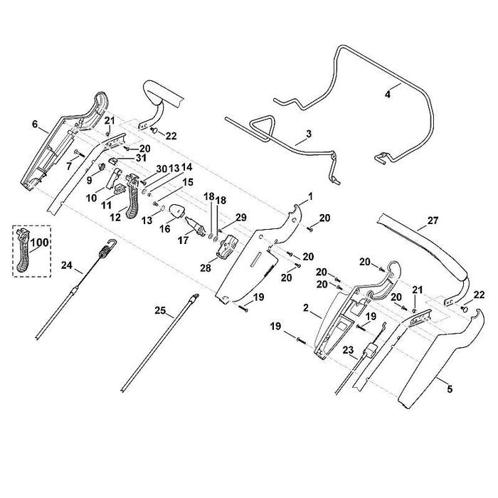 STIHL 6360-182-1321 Gehäusehälfte positie 1 technische tekening