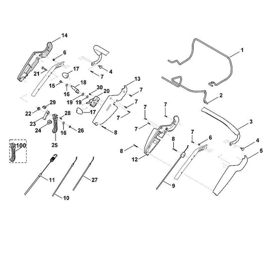STIHL 6375-700-7510 Seilzug positie 9 technische tekening