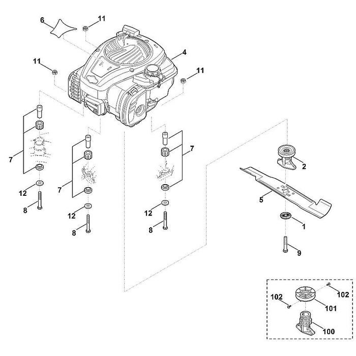 STIHL 6375-007-1007 Satz Dämpfer positie 7 technische tekening