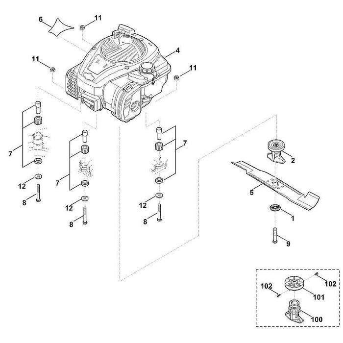 STIHL 6358-967-3820 Typenbezeichnung MB 448 TC positie 6 technische tekening