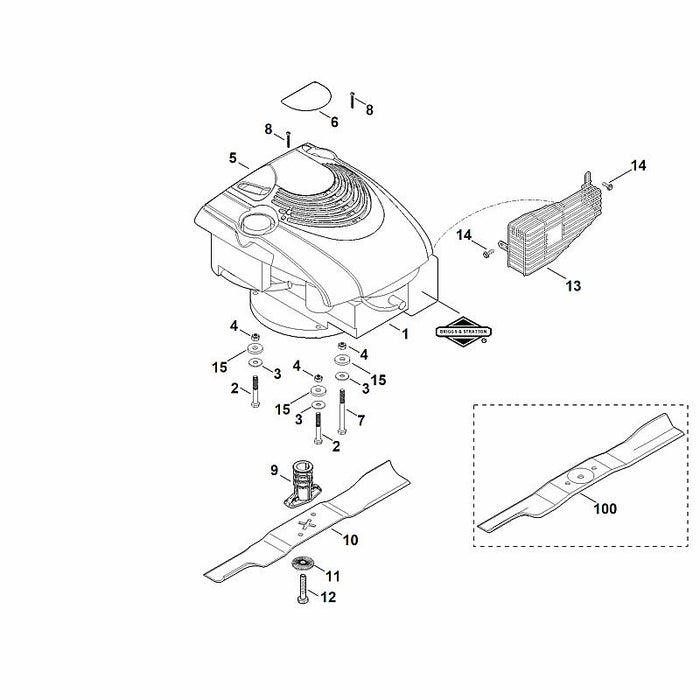 STIHL 9039-488-9072 Schraube 10-32x3/8" positie 14 technische tekening