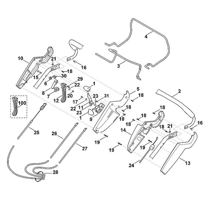 STIHL 6340-700-7520 Seilzug positie 24 technische tekening