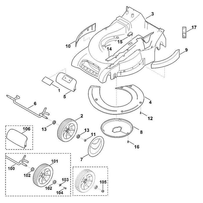 STIHL 6340-706-0710 Abdeckung positie 8 technische tekening