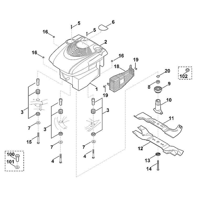 STIHL 6340-967-3830 Typenbezeichnung MB 545 VM positie 6 technische tekening