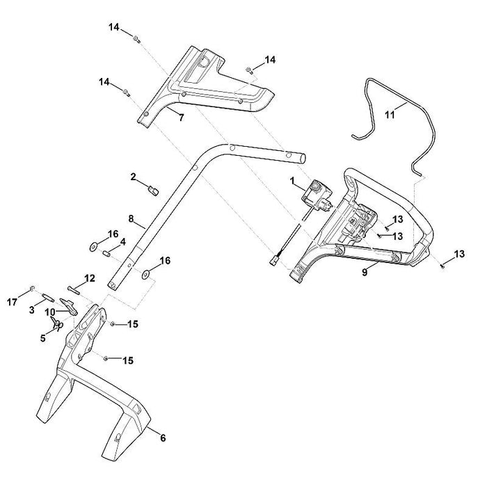 STIHL 6338-764-0210 Schalthebel positie 11 technische tekening