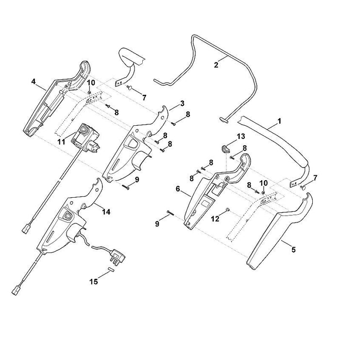 STIHL 6375-764-0610 Gehäusehälfte positie 6 technische tekening