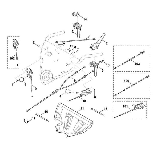 STIHL 0751-010-7054 Kabelbinder positie 17 technische tekening