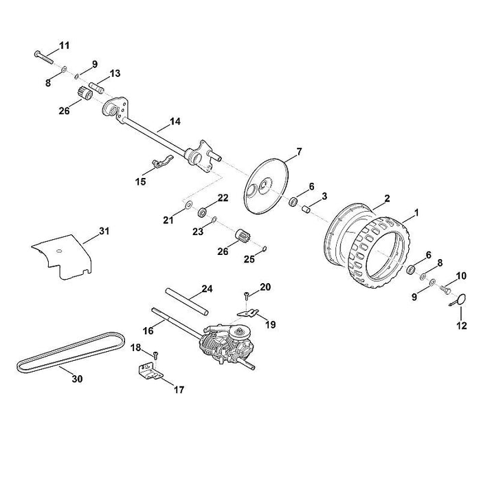 STIHL 6375-706-0740 Abdeckung positie 31 technische tekening