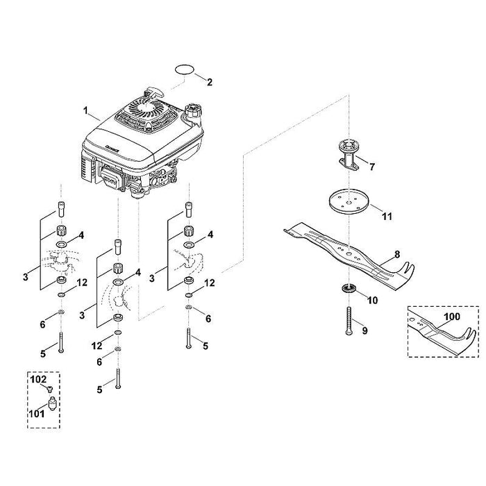 STIHL 6375-007-1008 Satz Dämpfer positie 3 technische tekening