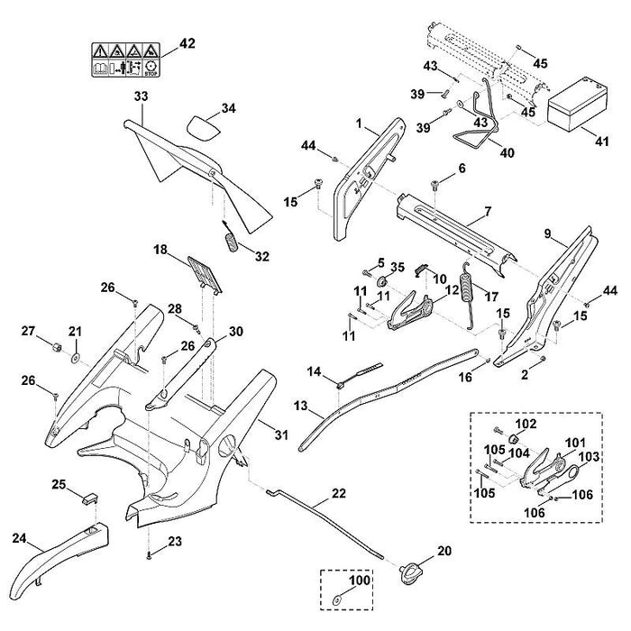 STIHL 6360-403-0400 Batteriehalter positie 40 technische tekening