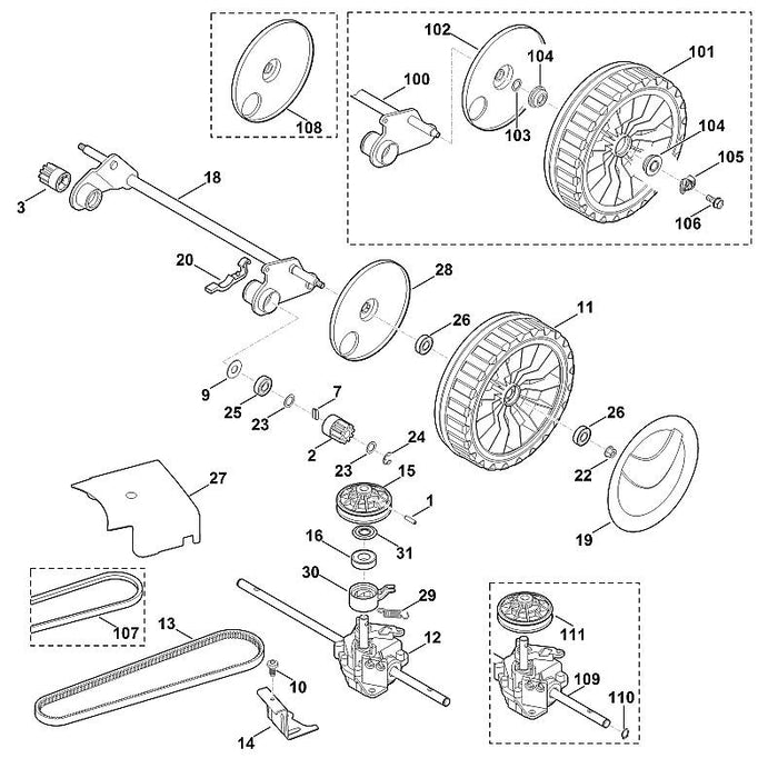 STIHL 6360-640-0112 Getriebe kpl. positie 12 technische tekening