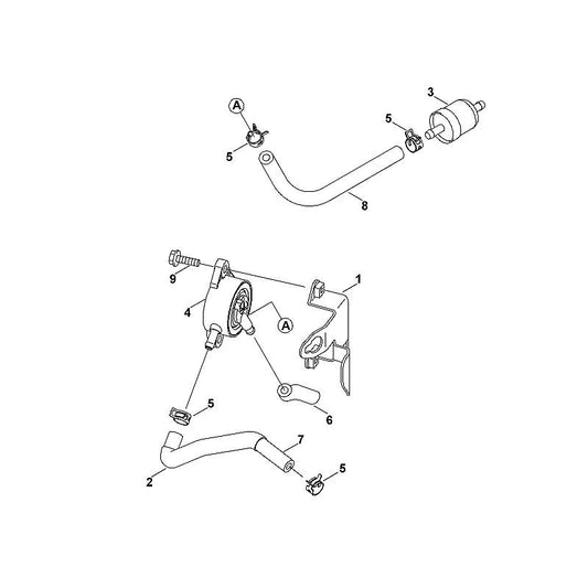 STIHL 0001-358-0801 Schlauch positie 6 technische tekening