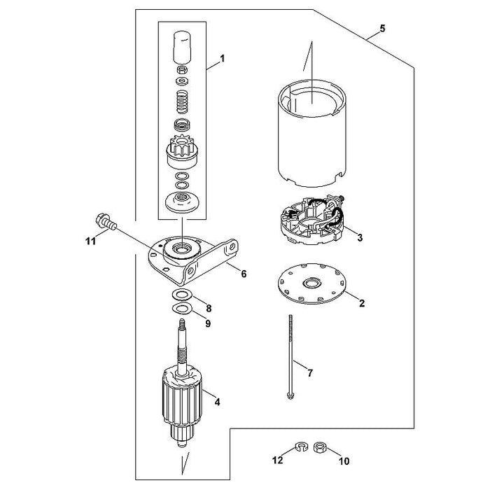 STIHL 0001-600-3800 Elektrostarter positie 5 technische tekening