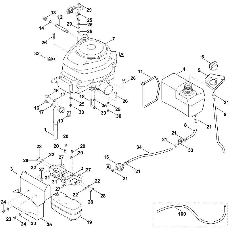 STIHL 6170-350-2730 Kraftstoffschlauch positie 34 technische tekening