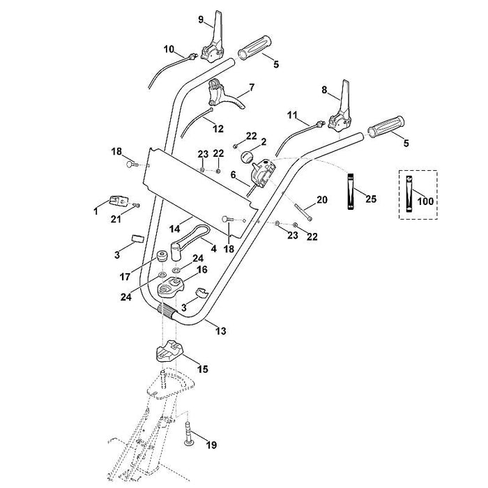 STIHL 6380-700-9491 Lenker kpl. positie 13 technische tekening