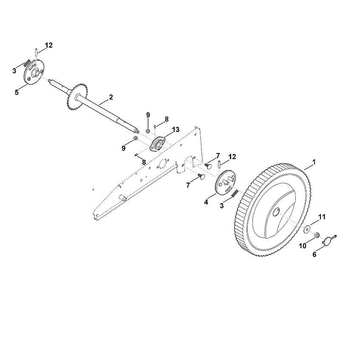 STIHL 6380-700-2811 Welle mit Kettenrad positie 2 technische tekening