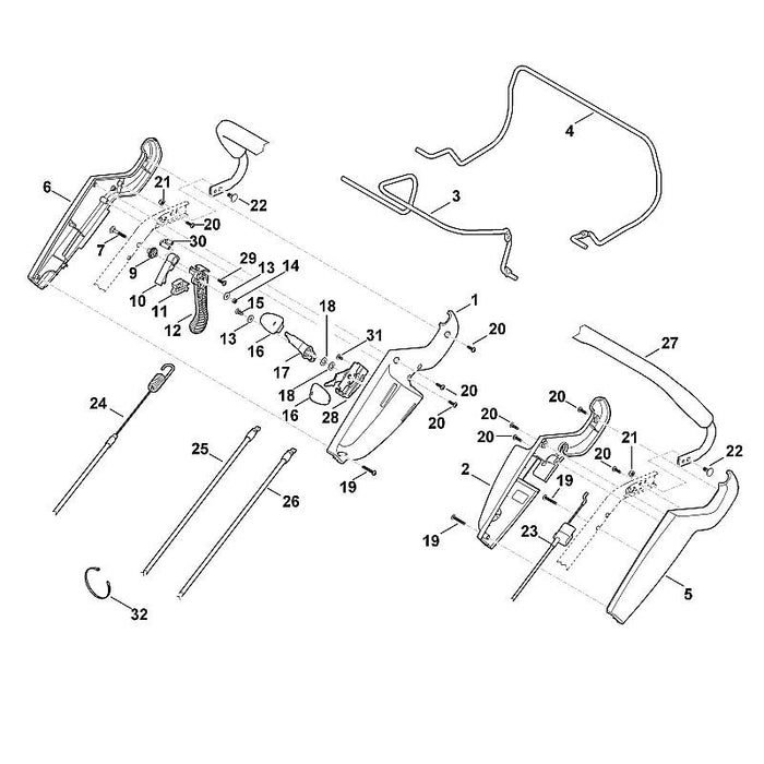 STIHL 6375-180-1130 Gaszug positie 26 technische tekening