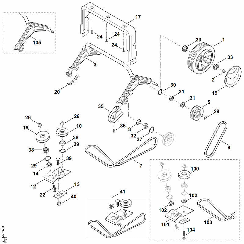 STIHL 6290-007-1091 Satz Umlenkrolle positie 41 technische tekening