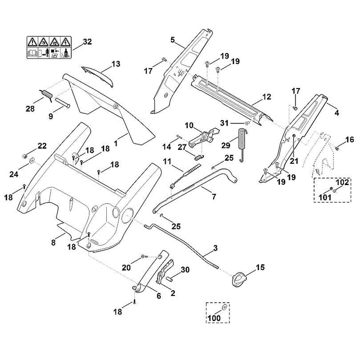 STIHL 6340-763-4501 Strebe positie 12 technische tekening