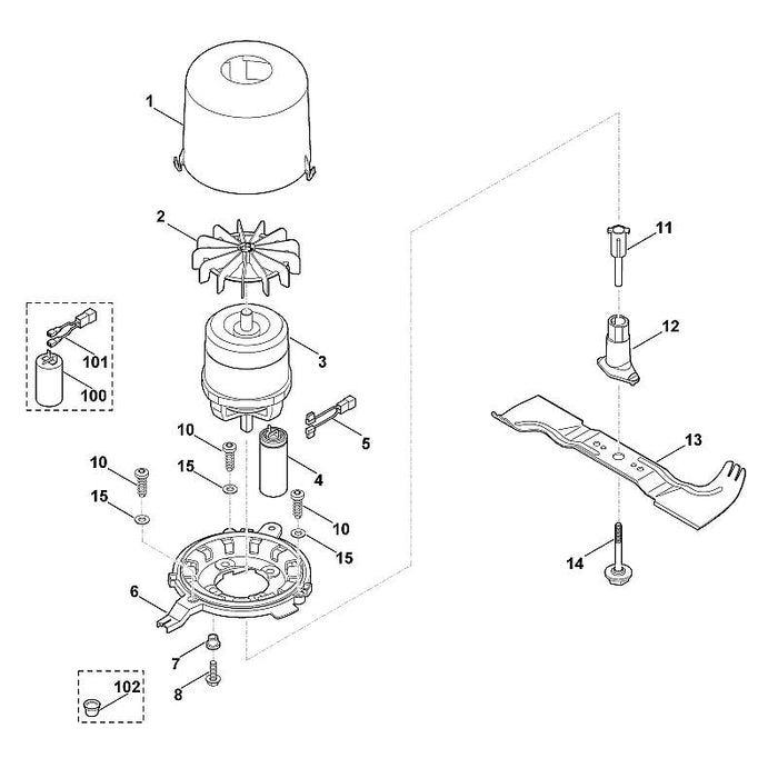 STIHL 6364-702-5000 Messerbuchse positie 12 technische tekening