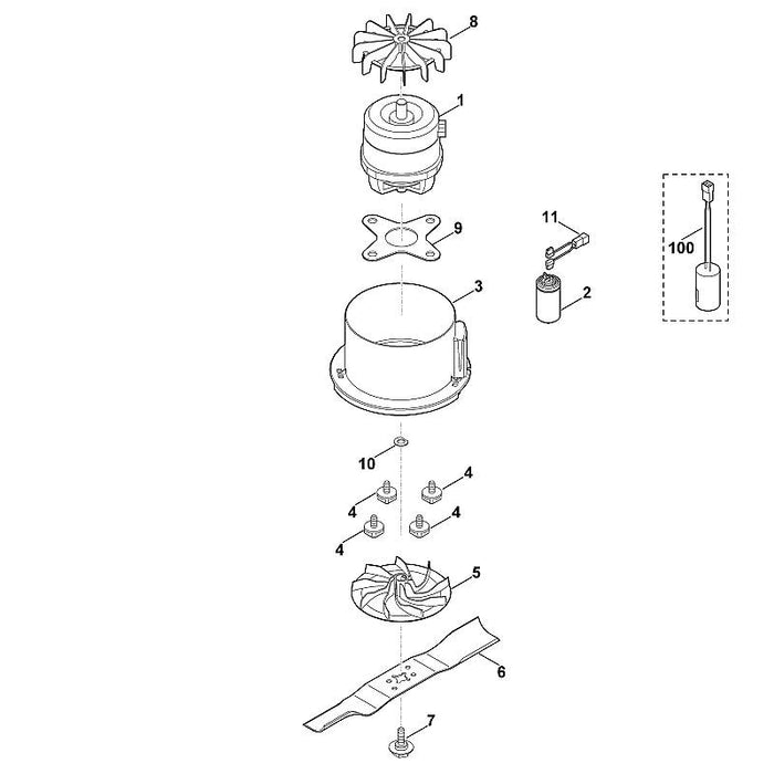 STIHL 6336-702-0100 Messer positie 6 technische tekening