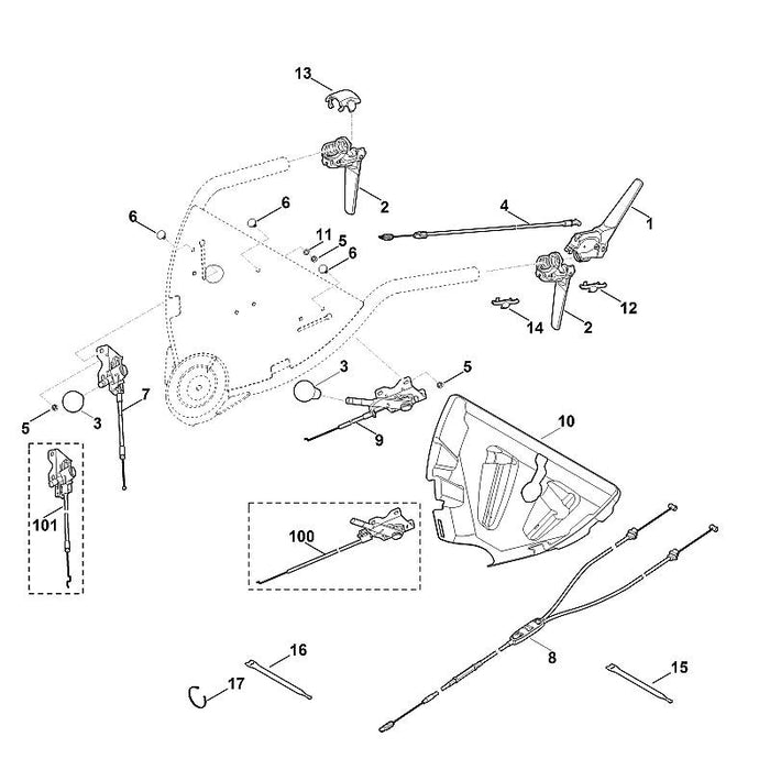 STIHL 6375-180-1101 Gaszug positie 9 technische tekening