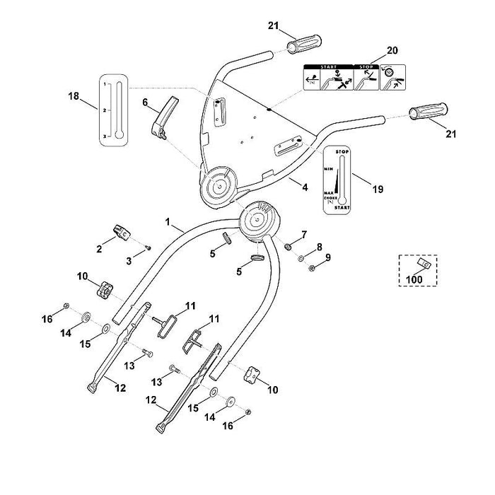 STIHL 6375-967-4400 Aufkleber positie 18 technische tekening