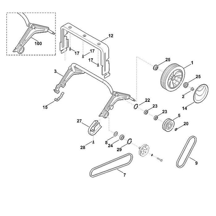 STIHL 9074-478-4409 Schraube IS P6x16 positie 17 technische tekening