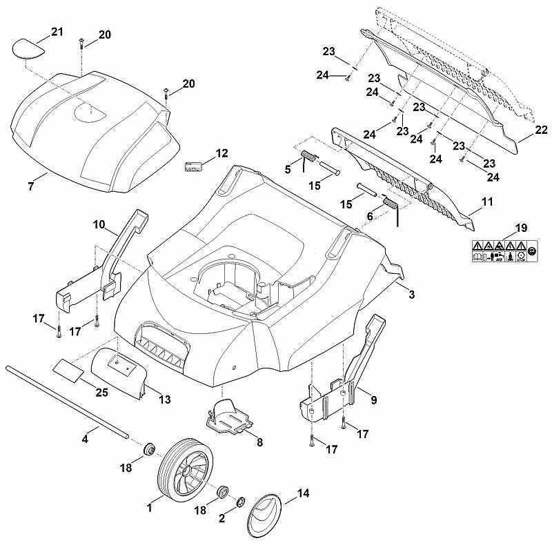 STIHL 0000-701-3600 Abdeckung positie 13 technische tekening